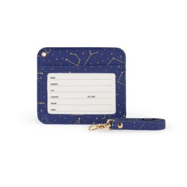 Legami - ID Card Holder with Lobster Clasp, Card Holder with Safety Clip Closure, 1 Clear Window, PU Leather Card Slots, Size 4.1 x 3.5 inches, Stars Theme