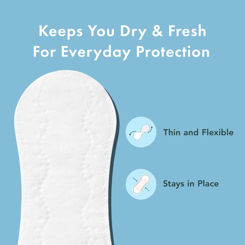 Rael Panty Liners for Women, Organic Cotton Cover - Daily