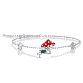 JBAERD Frog Bracelet 925 Sterling Silver Mushroom Frog Charms for Bracelets Frog Summer Jewelry Gifts for Women