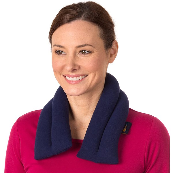 SunnyBay Heated Pillow Shoulders & Neck Wrap – Microwavable & Freezer-Safe Wheat-Filled Heating Pad Helps Relieve Tight, Sore Muscles, (Navy Blue)
