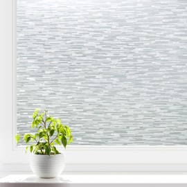 Homein Window Privacy Film, Frosted Glass Window Film Decorative, Non Adhesive Window Clings, UV Blocking Static Cling Front Door Coverings, Removable Window Sticker for Home, 17.5 x 78.7 inches