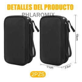 2pz Estuche Cargador De Organizador Bolsa Cables Impermeable Negro