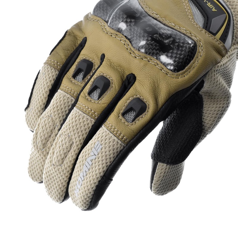 Komine GK-224 Carbon Protective Leather Mesh Gloves for Motorcycles Beige