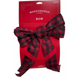 Wondershop Large Decorative Bow Plaid Black & Red New