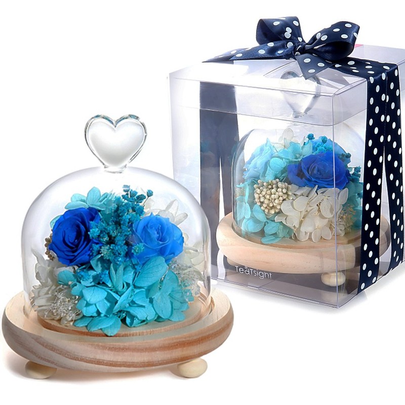 TEATSIGHT Preserved Flower Arrangement in a Glass Pot, Wrapped, 3 Flowers