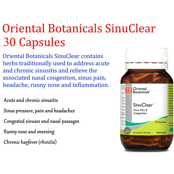 ORIENTAL BOTANICALS SinuClear 30 vege Capsules ( Sinus pain & congestion )
