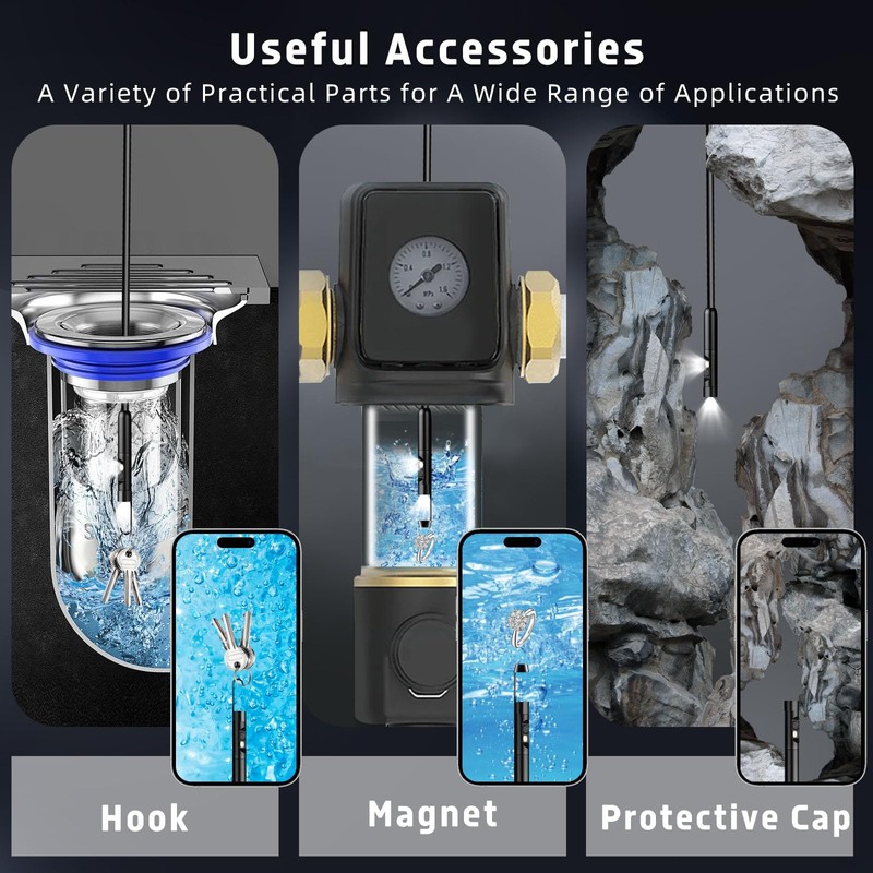 Vexloria Dual Lens Endoscope Inspection Camera, 1920p HD Inspection Camera,