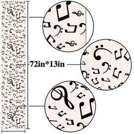 Nepnuser Linen Musical Notes Table Runner Music Event Birthday Party Wedding Decoration Farmhouse Home Dining Room Kitchen Table Decor (13" x 72")