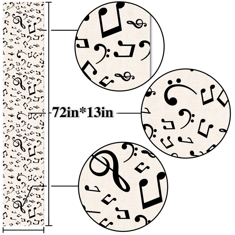 Nepnuser Linen Musical Notes Table Runner Music Event Birthday Party