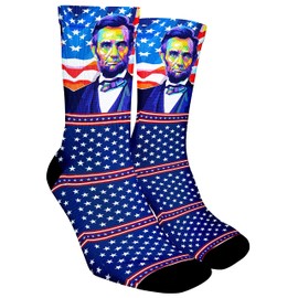 thalesart Premium Socks Cotton with Cute Soft Casual Pattern Dress for Men Women (Abraham Lincoln)