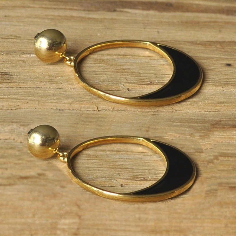 LES POULETTES BIJOUX - Gold Metal Nail Earrings Circle and
