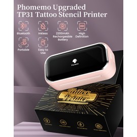 Phomemo Tattoo Stencil Printer, TP31 Mini Tattoo Machine with 30pcs Transfer Paper, Bluetooth Stencil Printer for Tattooing, Tattoo Supplies for Tattoo Artists, Compatible with Phone & Tablet, Pink