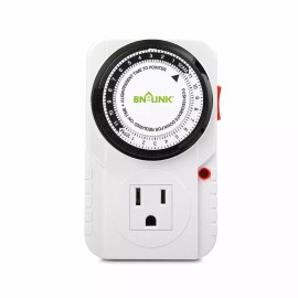 BN-LINK 24 Hr Plug in Mechanical Grounded Programmable Timer Indoor Heavy Duty