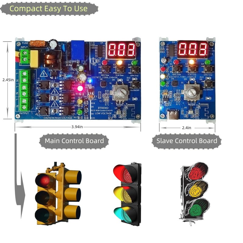 BTBEMO 2.4G RF Remote Control Traffic Light Controller Sequencer with