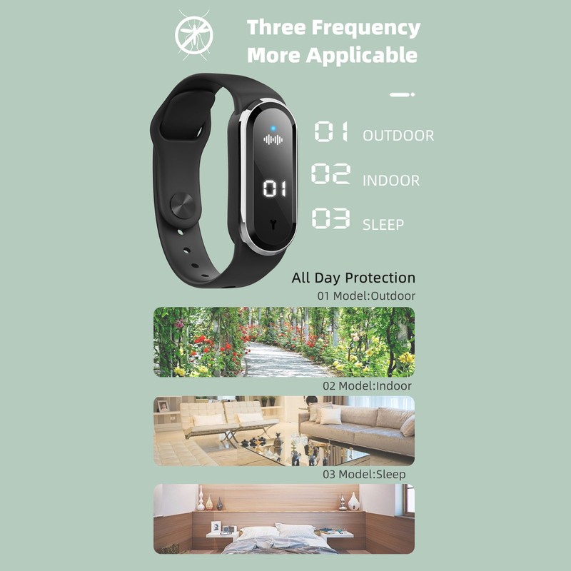 Ultrasonic Mosquito Repellent Watch Silica Gel Rechargeable LED Digital Step
