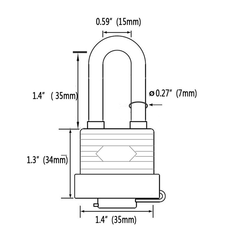 Long Shackle Padlock Waterproof Weatherproof Heavy Duty 2 Keys Per