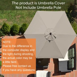 EliteShade USA 7.5FT Replacement Covers 6 Ribs Market Patio Umbrella Canopy Cover (CANOPY ONLY) (Beige-9)