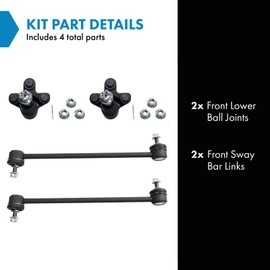 TRQ Front Suspension Kit Ball Joint Sway Bar Stabilizer Link Compatible with 2019-2023 Acura RDX 2018-2022 Honda Accord 2016-2021 Civic 2020-2022 CR-V 2019-2022 Insight