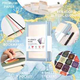 Planner Schedule Undated Weekly Organizer with Time Slots & Monthly Budget, Appointment book, Daily Planner to Time Management, Goal Setting, To-Do List & Habit Tracker, A5 (5.8″x8.3″) Hardcover (Blue)