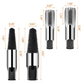 Eagles 4 Pcs Water Pipe Extractor, Carbon Steel 1/2" - 3/4" NPT Taps Set, Water Pipe Triangle Valve Repair Kit, Broken Pipe Remover Thread Repair Tool for Pipes Valve Faucet + Free Seal Tape