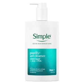 Simple Purify+ Gel Facial Cleanser with witch hazel + zinc + PHA reduces oil and unclogs pores to help prevent breakouts 240 ml