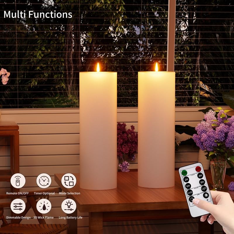 BUTHY 12" x 4" Large Outdoor Candle with Timer Waterproof