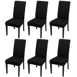 JQinHome 6 Pcs Dining Chair Slipcover,High Stretch Removable Washable Chair Seat Protector Cover for Home Party Hotel Wedding Ceremony (Black)