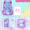FTJCF 16.5" Cat Backpack for Girls, 3Pcs Kids Bookbag Set