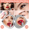 EYIWEITING Mini Heart Compact Mirror,Compact and Beautiful, Portable 1X/2X Magnifier,