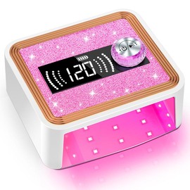 LadyMisty 268W Cordless Rechargeable UV Light for Gel Nails Professiona Fast nails Dryer Curing Lamp with Timer Setting,Sparkling Rhinestones Diamond-Pink/White - Colour: White