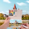 ZYDYRX 24 Colours Mini Watercolour Travel Set with Watercolour Paper