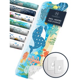 Homerella Baby Bath Tub Mat | Anti Mold Mildew Resistant Non Slip Kids and Adult Bath Tub Shower Mats | 40x16 inch Long with Suction Cups for Secure Grip Hooks for Storage & Drying | Machine Washable