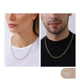 Jewelry Atelier 14K Solid Gold Filled Figaro Chain Necklace Collection - Unisex Adult, Gold, 3.7mm Width, 18 Inches, Casual Wear