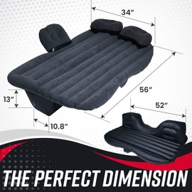VaygWay Inflatable Car Air Mattress – Air Bed w/Pump Kit –Back Seat – Camping Vacation Blow up Bed Cushion - Sleeping Pad w/ 2 Pillows (2 Pk Inflatable Car Mattress with Neck Pillow and Ear Plugs)