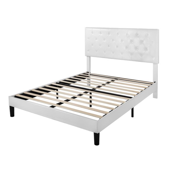 IMUsee Queen Size Faux Leather Upholstered Platform Bed Frame with