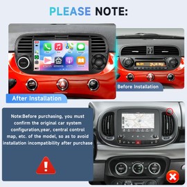 for Fiat 500 2007-2015 [2+64G] Android Car Stereo WiFi Wireless Carplay Wireless Android Auto,7" HD Touch Screen GPS Navi/Mirror Link/Bluetooth,FM/RDS+AHD Backup Camera OBD2 for Fiat Radio
