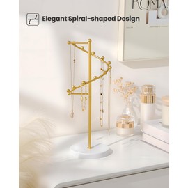 Lolalet Jewelry Stand, Necklace Holder, Metal Accessory Organizer, Storage Gift, Women, Bracelet Stand, Display, Gift for Wife, Neat Storage, Fall Prevention, Interior Accessories, Gold