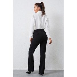 VIMPEP Dress Pants for Women Yoga Pull On Stretchy Straight Leg High Waist Work Pants Woman Business Casual Lounge Office Slacks with Pockets B201 31 Black M