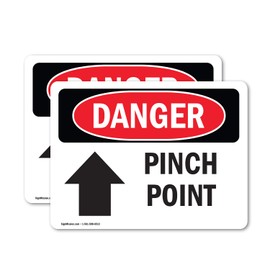 (2 Pack) Pinch Point OSHA Danger Sign 5 Inch X 3.5 Inch Vinyl Label Decal Sticker Weather Resistant, UV Protected for Workplace, Business, and Construction Site, Made in the USA