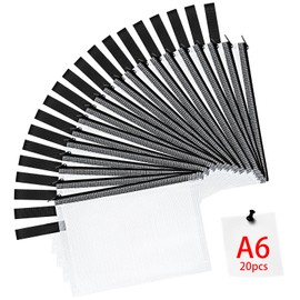 OFFCUP Document Bag A6, 20 Pieces Zip Bag, Waterproof Document Bag with Zip, Mesh Bag with Zip, File Zip Bag