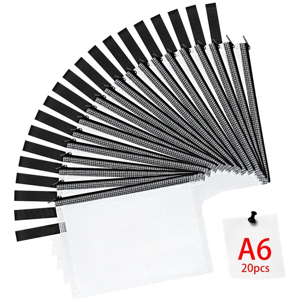 OFFCUP Document Bag A6, 20 Pieces Zip Bag, Waterproof Document
