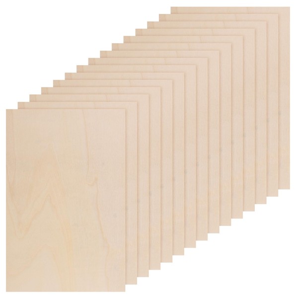 15 Pack Basswood Sheets, 300x200x1.5mm Unfinished Thin Wood Boards for