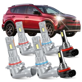For Toyota RAV4 2013-2015, 9005 High beam 9005 Low Beam H11 Fog lights Bulbs Combo, 6500K White, 22000LM 600% Brightness, 1:1 Size Plug and Play, Pack of 6