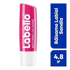 LABELLO Bálsamo labial con color Sandía (4.8g) protector labial con Vitamina E libre de aceites minerales 24 horas de humectación