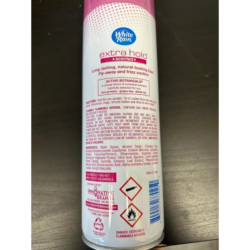 6 Pack White Rain Extra Hold Hair Spray Aerosol, Scented,