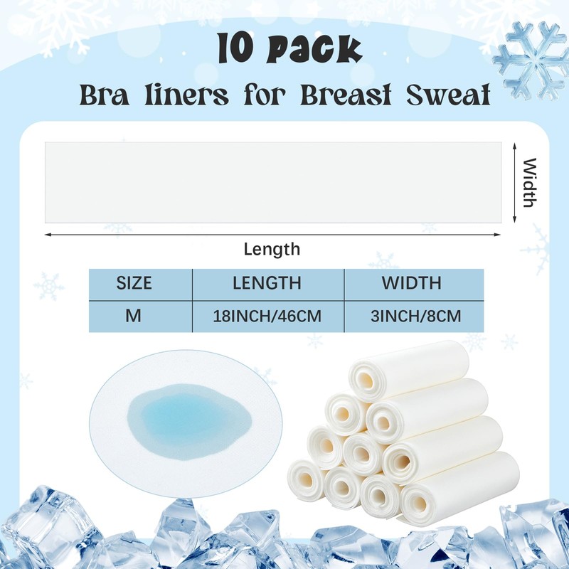 Toulite 10-Pack Reusable Cooling Bra Liners for Sweat for Boob