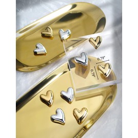 Mymazn 12Pcs Fridge Magnets Cute Refrigerator Magnets, Small Magnets for Whiteboard Cabinet Locker, Heart Decorative Magnets for Classroom Kitchen Office (Gold)