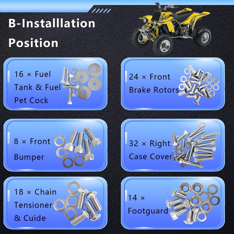 BIGLKNM 667pcs Engine Bolt Kit for Banshee 350 YFZ350 1987-2006