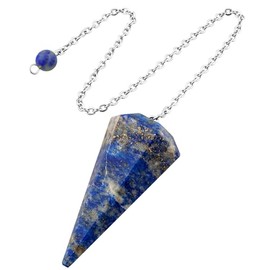 QINJIEJIE QINJIEJIE Lapislazuli Kristall Pendel Natrlichem Edelstein Kristalle Pendel mit Kette und Kugel fr Wnschelruten Wahrsager Chakra Reiki Hexerei Zubeh?r