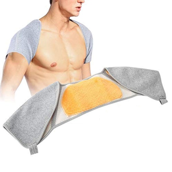 Double Shoulder Support Brace Heating pad for the neck and shoulders with Gold Fleece, Light Weight, Soft and comfortable for Winter Warm Pain Relief Protective Brace (XL)